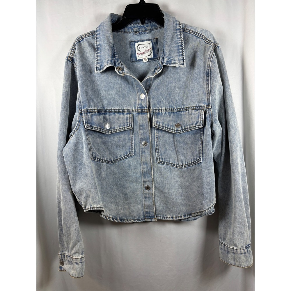 Stoosh Vintage Denim Womens XL Light Wash Button Up Trucker Jacket V32499